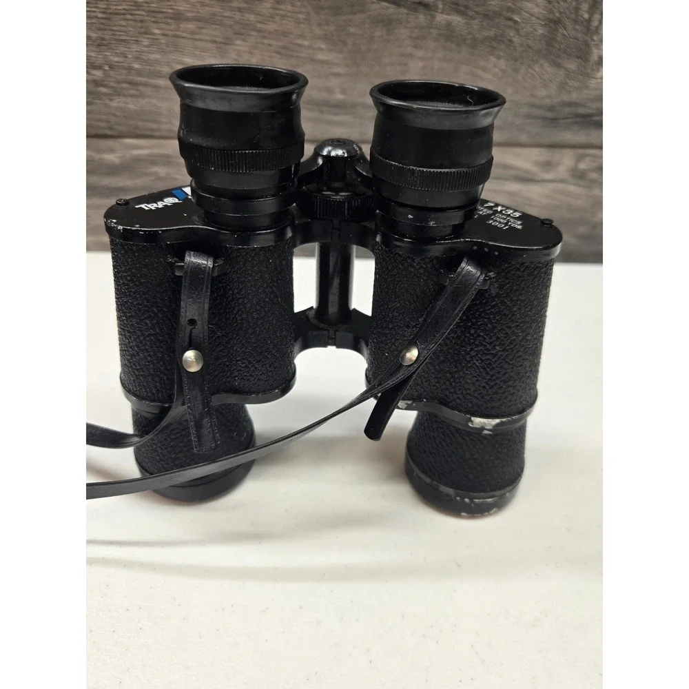 Traq 7x35 Coated Optics Binoculars Model 3001 Black Vintage Field Glasses